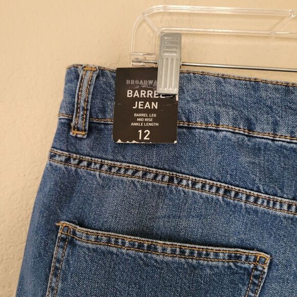 Womens High Rise Barrel Baggy Ankle Jeans Size 12 Blue Balloon 100% Cotton Nwt - Picture 8 of 9